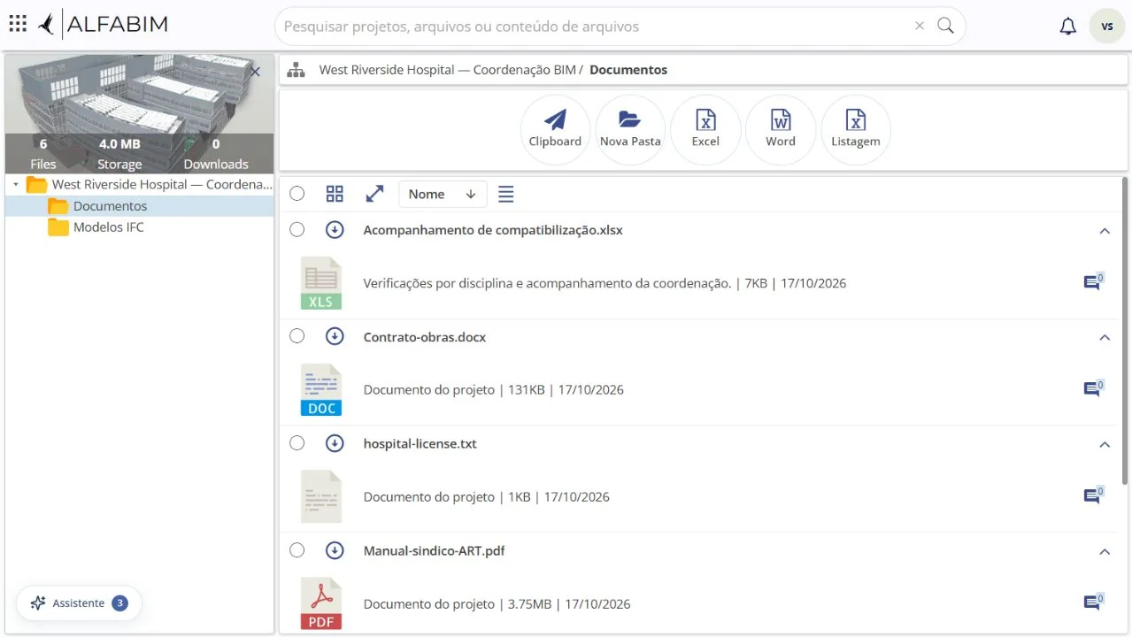 Explorador de arquivos do projeto de demonstração