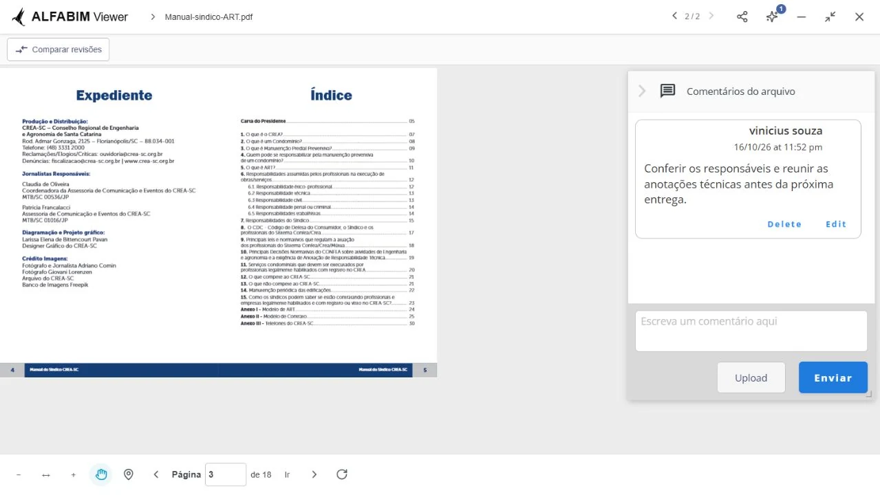 Documento PDF com comentários na lateral